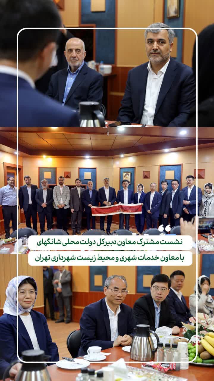 نشست مشترک معاون دبیر کل دولت محلی شانگهای با معاون خدمات شهری و محیط زیست شهرداری تهران .